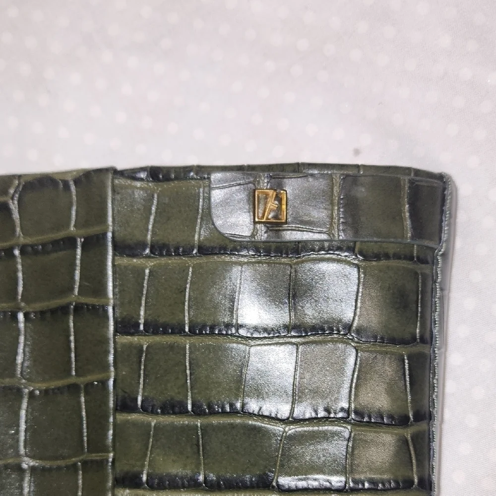 Franco Sarto Green Wedge Boots with Croc Texture